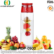 Botella de infusión plástica libre de la fruta de 2016 BPA de la venta caliente, botella de agua modificada para requisitos particulares de la fruta de Tritan (HDP-0900)